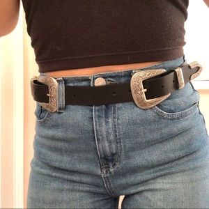 Topshop Black Double-Buckle Belt