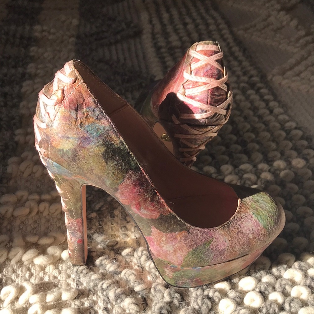 Betsey Johnson limited edition floral corset pumps