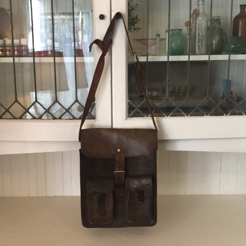 Vintage Leather Satchel Messenger Bag