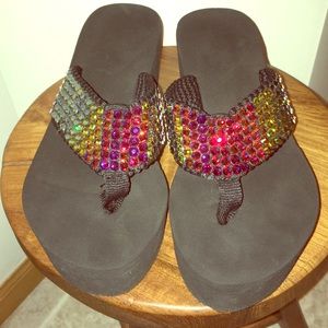 Genuine Iridescent Swarovski Crystal Sandals Sz 8