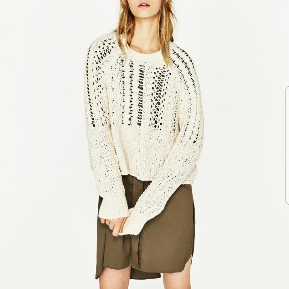 NWOT ZARA open work knit sweater