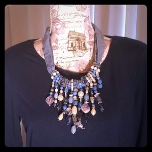 Chico's "Scenic Blue Bib" Chambray necklace