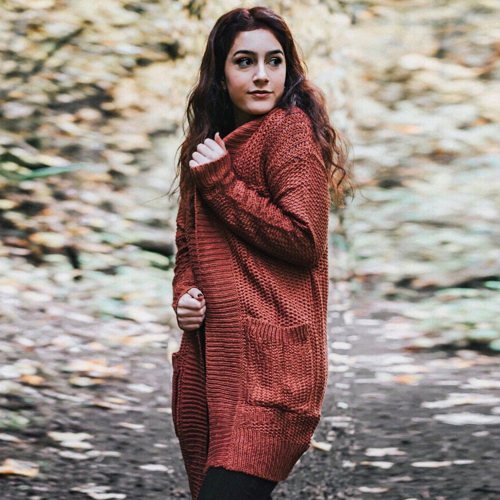 Coral Heavy Knit Cardigan (Pockets) NWT