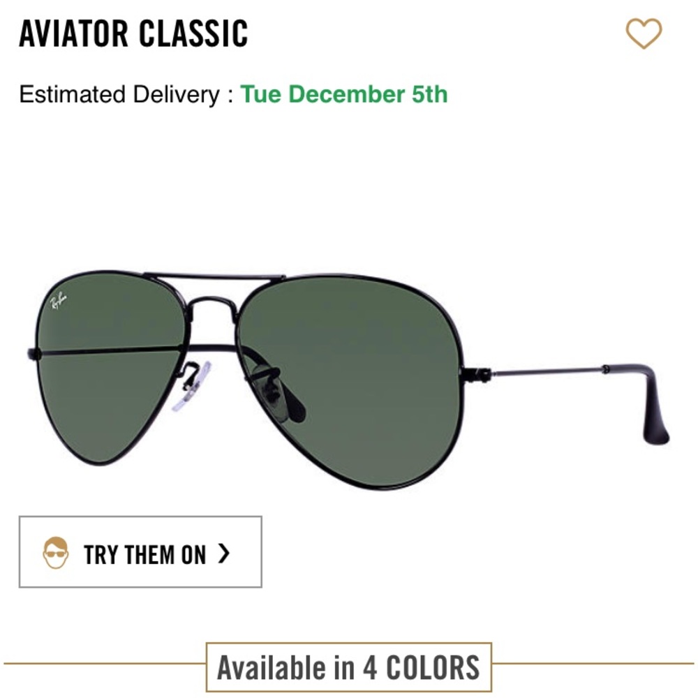 Rayban Classic Aviator - All Black Large