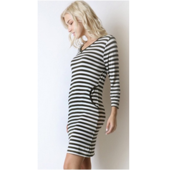 Olive Striped dress - Picture 2 of 3