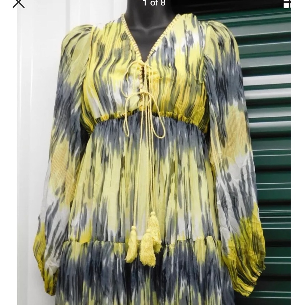 Gray and Yellow boho flowing dress