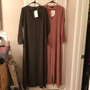 Green and Tan long sleeve dress