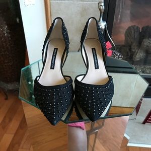 Black Kitten Heel Studded Shoe