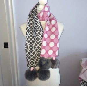 Pink and Gray Pompom Scarf
