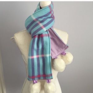 Lavender and Blue Plaid Pompom Scarf