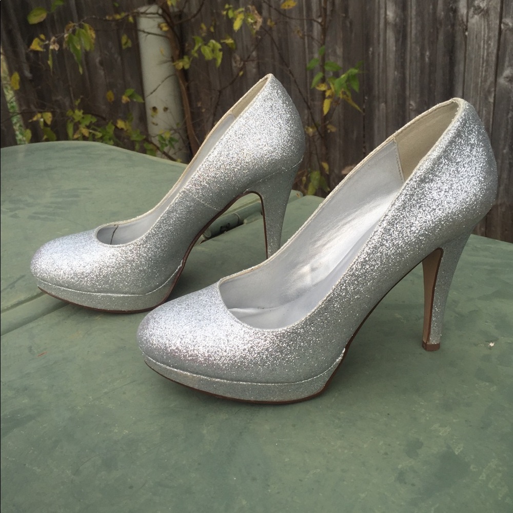 Silver Glitter Heels