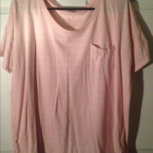 Pink/white stripe boyfriend large short sleeve tee