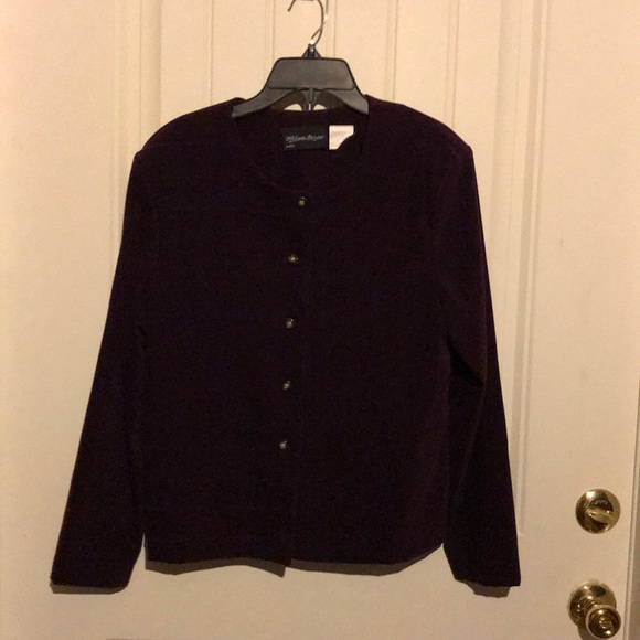 Melissa Harper Petite Velour Purple Button Up Blazer 14P Winter Velvet Velveteen - Picture 1 of 5