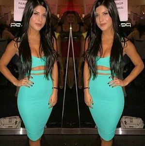 Bodycon Kimilily Teal Bandage Sexy Party Dress S