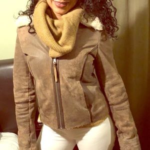 Express small leather brown jacket