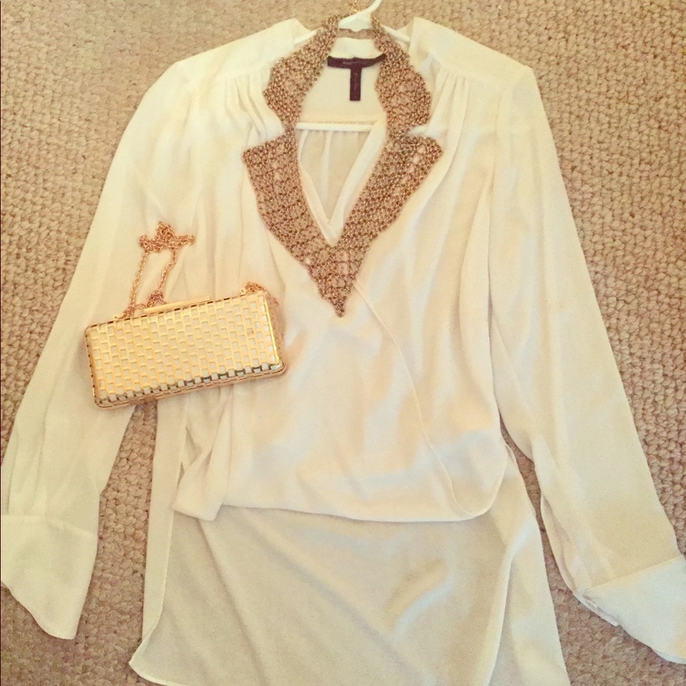 BC BG white blouse and accessories