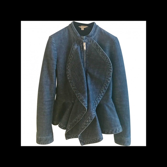 SOLD-Givenchy ruffle hem detail denim jacket - Picture 2 of 8