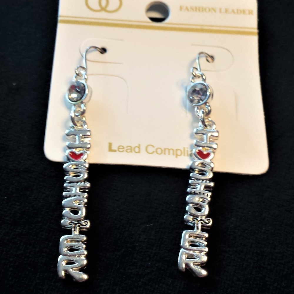 Silver Tone I Love Sister Dangle Earrings