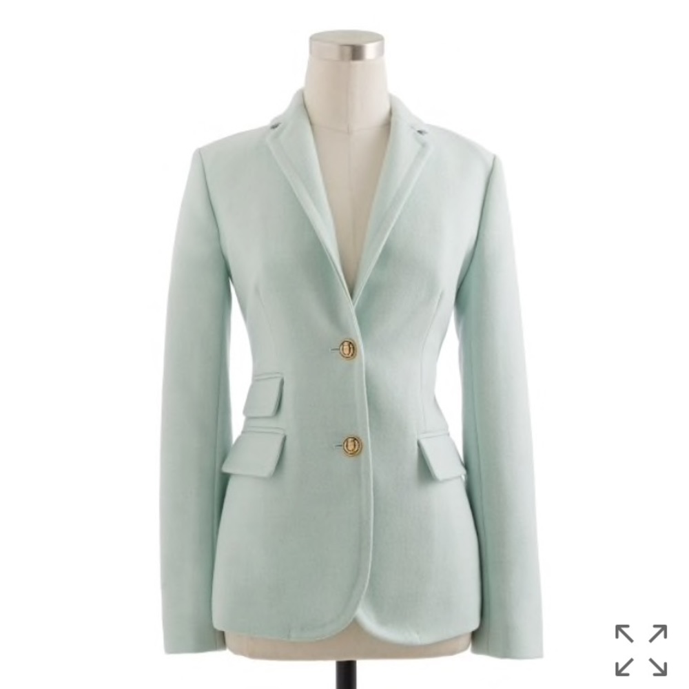J Crew Hacking Double Serge Wool Blazer Light Blue