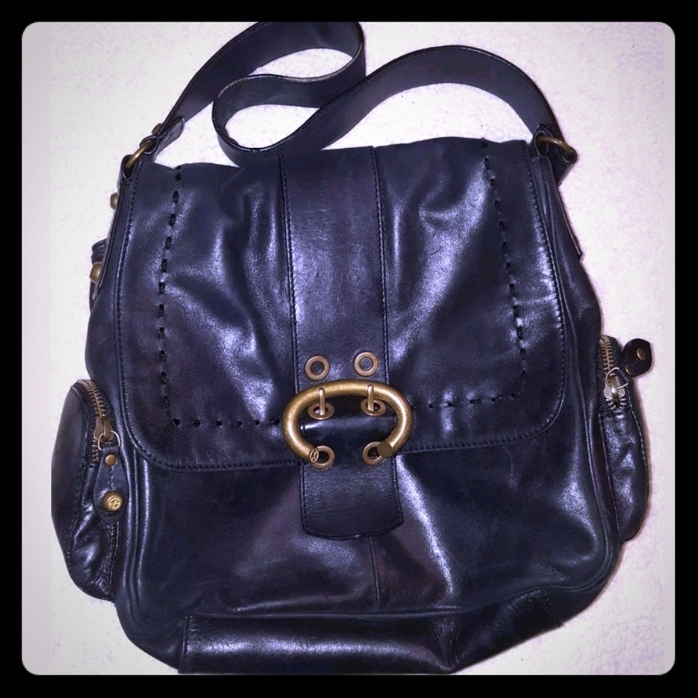 Francesco Biasia black leather shoulder bag