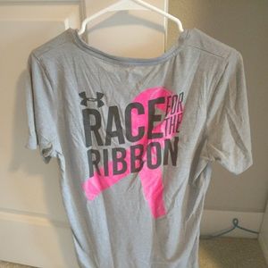 Underarmour v neck breast cancer tee LARGE