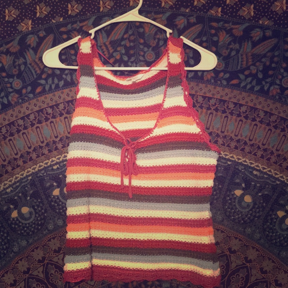 Multi colored striped knitted tank