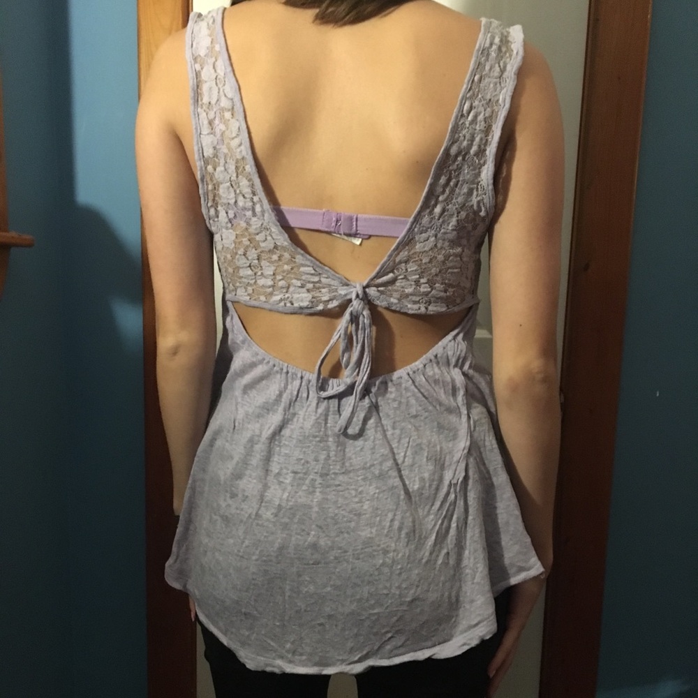 Lavender lace back tanktop