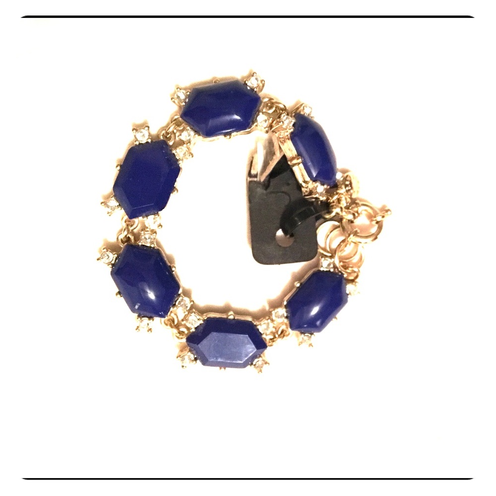 Never worn J Crew Blue and Rhinestone Bracelet