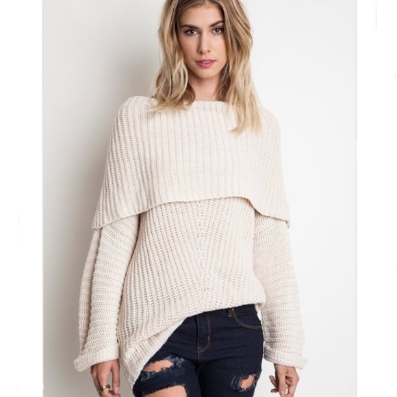 Last 1! Ivory chunky fold over sweater - Picture 4 of 4