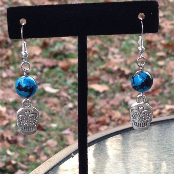 PeaceFrog Jewelry - Turquoise Sugar Skull Earrings