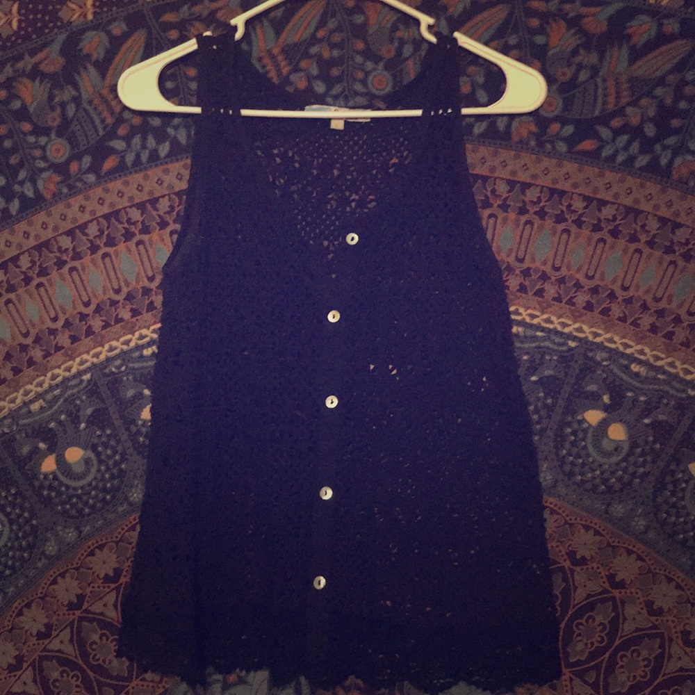 Black lace knitted top