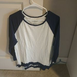 American eagle XL baseball tee navy and gray