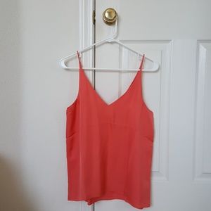 Grana Silk V-Neck Camisole in Coral, size S