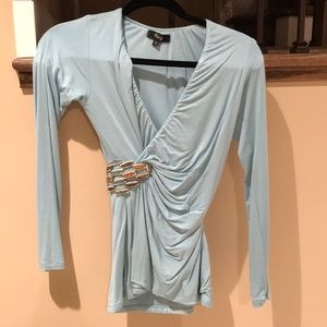 Sky Long Sleeve Wrap Front Blouse