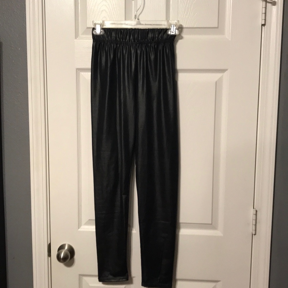 Kardashian black leather look leggings