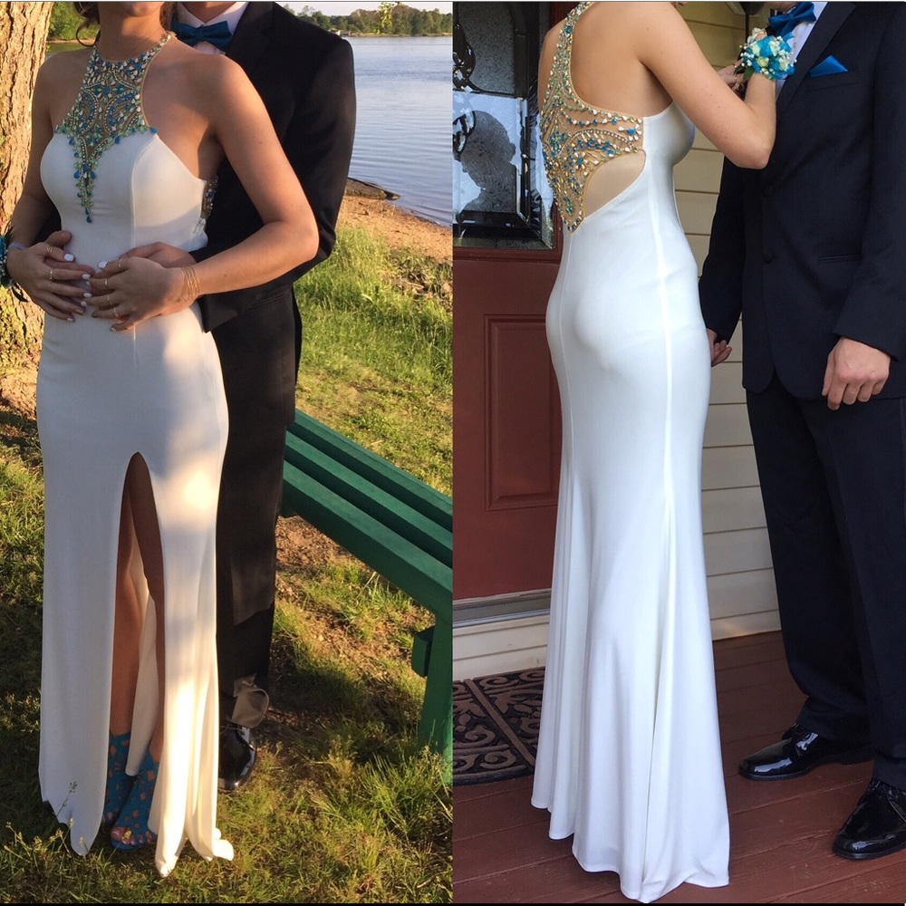 Rachel Allan white prom dress