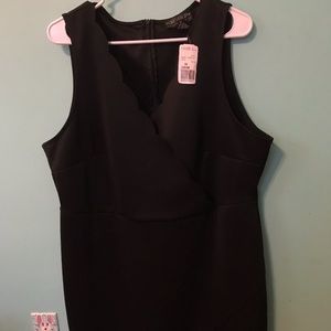 Black Forever 21 Scuba Dress with Scalloped Hem