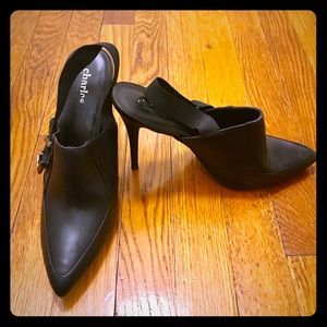9.5 black sling back heels by Charles