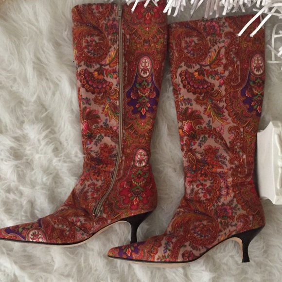 Boden Shoes - Boden Paisley Kitten Heel Knee Boots