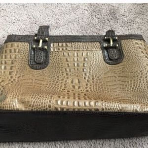 Etienne Aigner two toned brown croc textured purse