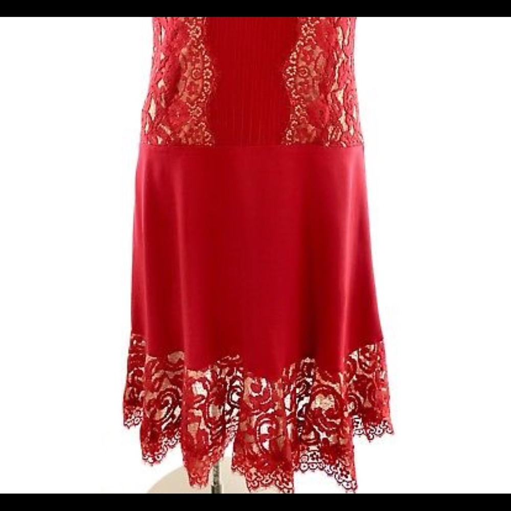 NWT Tadashi Shoji Red Panel Lace Dress Cocktail - Picture 4 of 8
