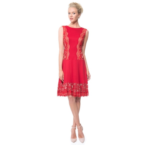 Tadashi Shoji Dresses & Skirts - NWT Tadashi Shoji Red Panel Lace Dress Cocktail