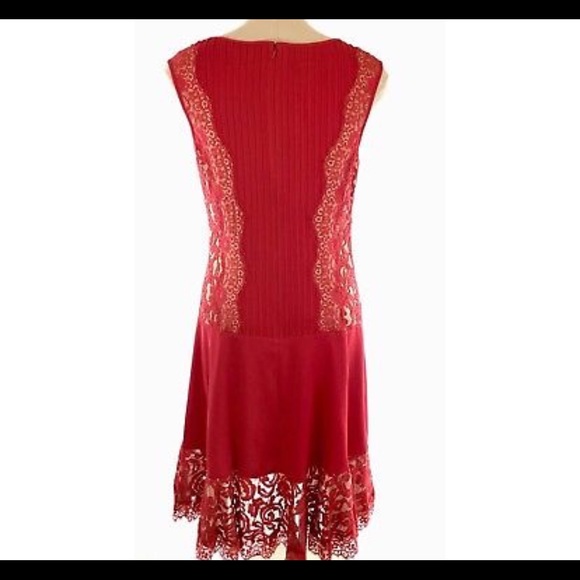 NWT Tadashi Shoji Red Panel Lace Dress Cocktail - Picture 5 of 8