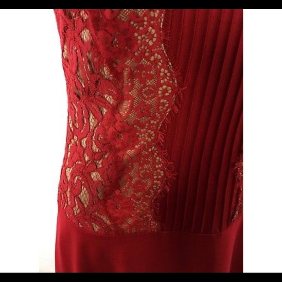 NWT Tadashi Shoji Red Panel Lace Dress Cocktail - Picture 6 of 8