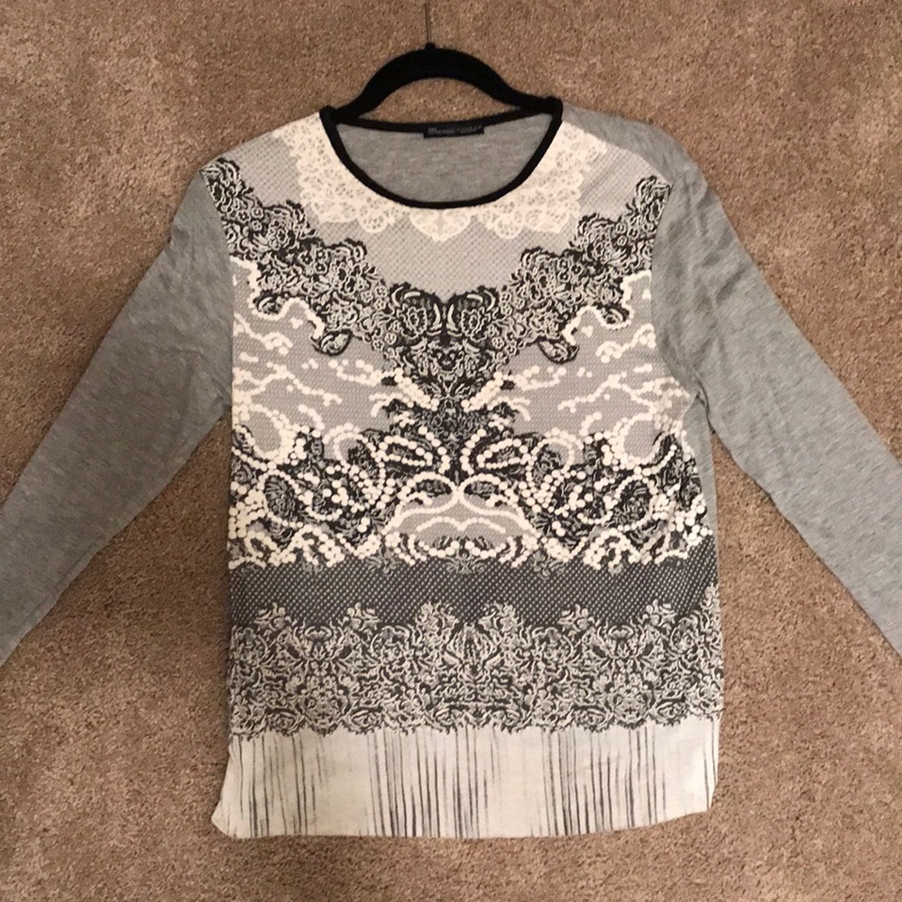 Zara lace printed long sleeve top