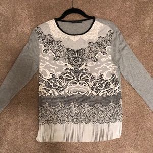 Zara lace printed long sleeve top