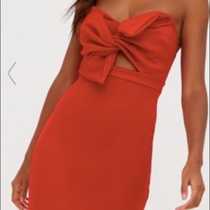 PrettyLittleThing Red Bow Dress