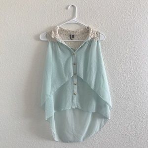Heartsoul Mint Lace & Polkadot Button-up