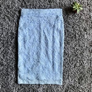 Blue lace pencil skirt