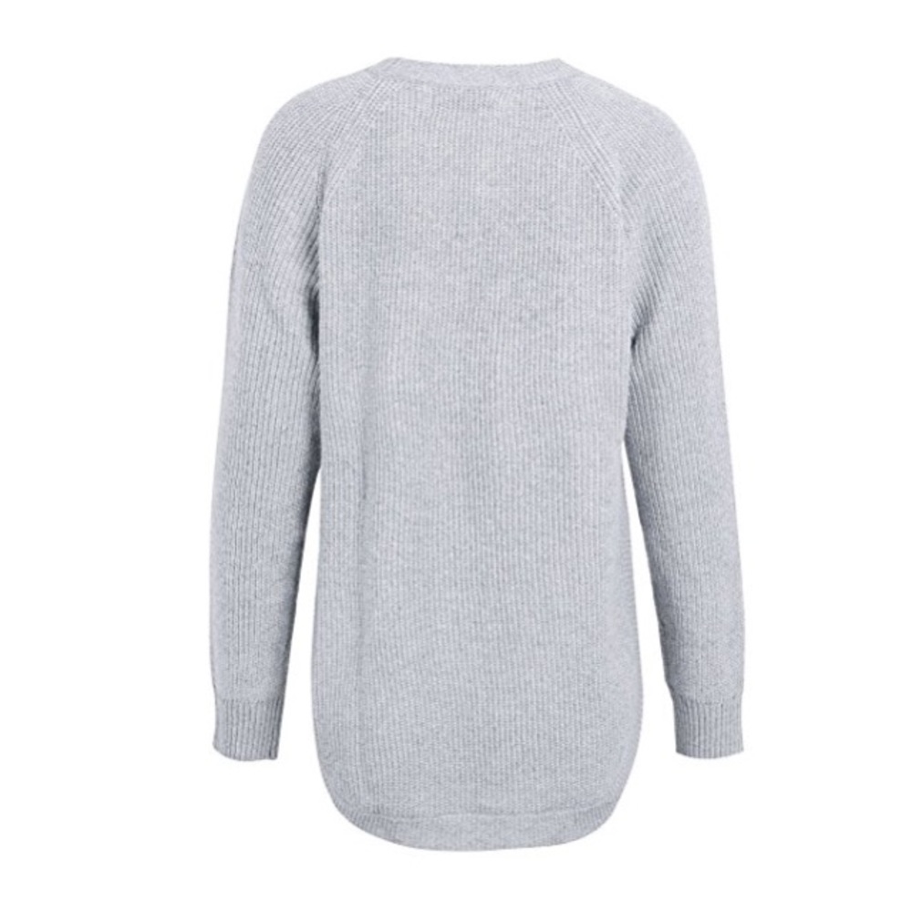 Side Slit High Low Chunky Knit Sweater Top Grey - Picture 8 of 8